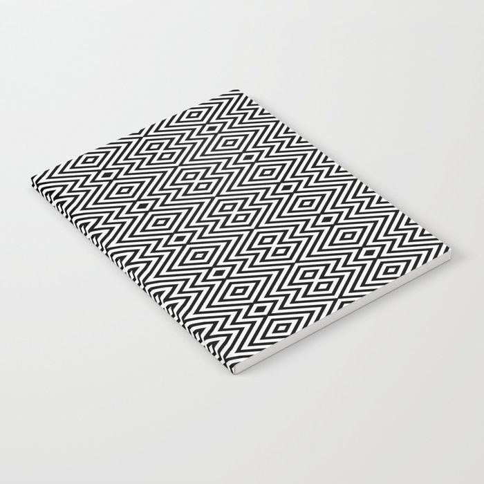 Boho Western Geometric Pattern VIII Black and White Notebook Gallery Image 1