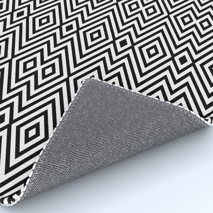Boho Western Geometric Pattern VIII Black and White Rug Gallery Image 4