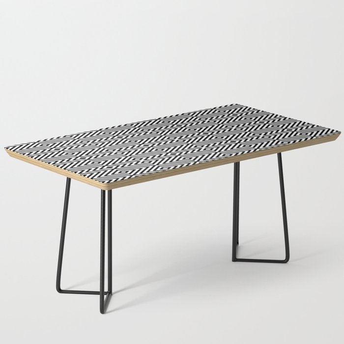Boho Western Geometric Pattern VIII Black and White Coffee Table Gallery Image 1