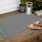 Boho Western Geometric Pattern VIII Black and White Outdoor Rug Gallery Image 2