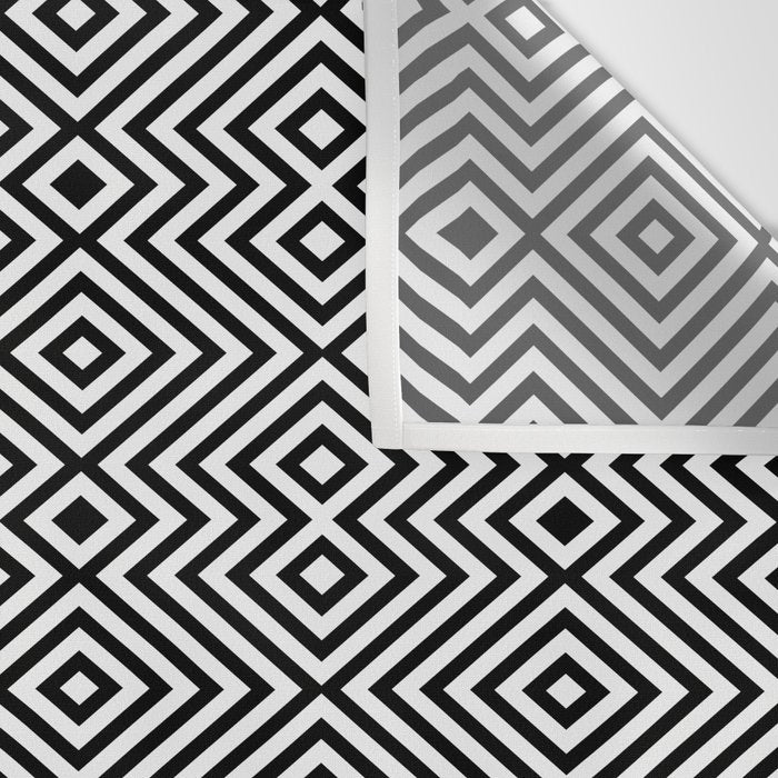 Boho Western Geometric Pattern VIII Black and White Wall Tapestry Gallery Image 3