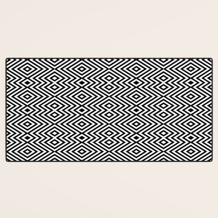 Boho Western Geometric Pattern VIII Black and White Desk Mat Gallery Image 3