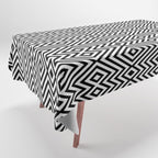 Boho Western Geometric Pattern VIII Black and White Tablecloth Gallery Image 1