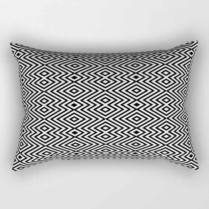 Boho Western Geometric Pattern VIII Black and White Rectangular Pillow Gallery Image 1