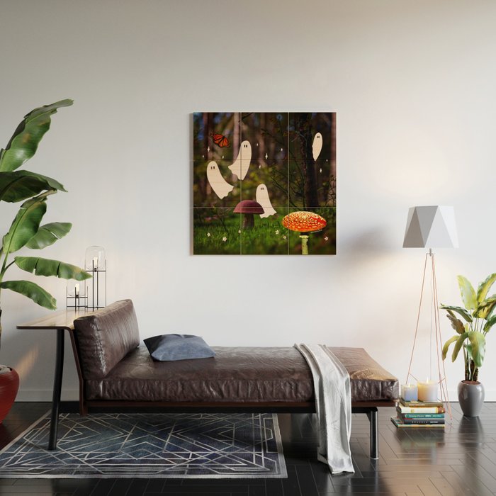 Spooky Forest Ghost Collage Wood Wall Art Gallery Image 2