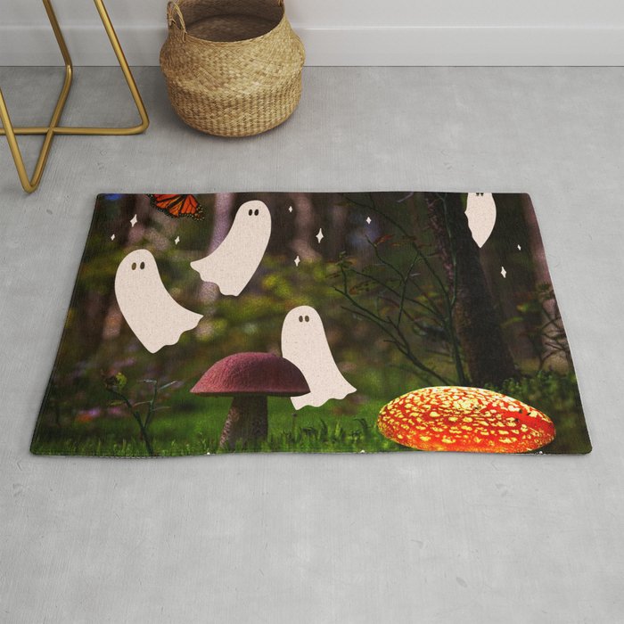 Spooky Forest Ghost Collage Rug Gallery Image 1