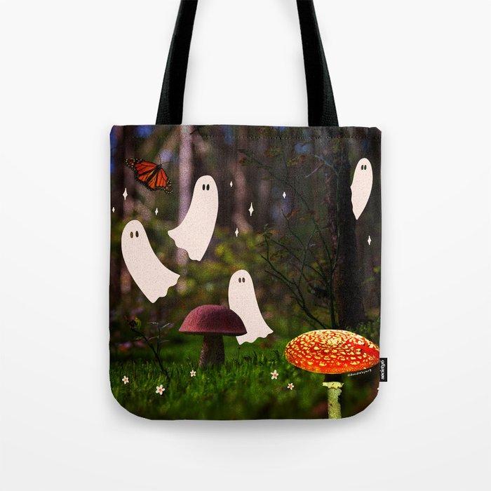 Spooky Forest Ghost Collage Tote Bag Gallery Image 1