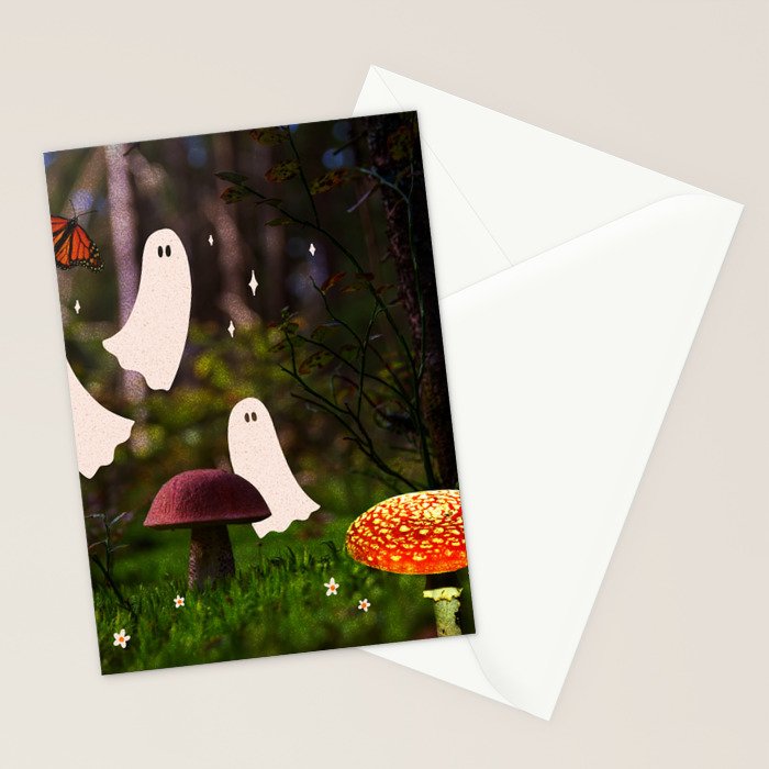 Spooky Forest Ghost Collage Stationery Card Gallery Image 2