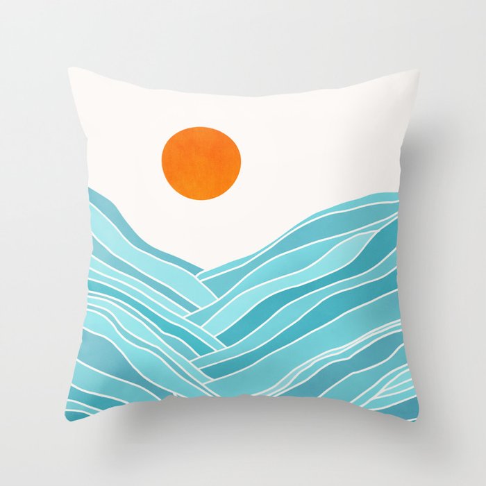 Waves Like Mountains Landscape Throw Pillow Gallery Image 1