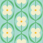 Sky Blue Retro Flowers Vintage Daisy Floral Geometric Green Coffee Mug Gallery Image 2