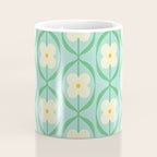 Sky Blue Retro Flowers Vintage Daisy Floral Geometric Green Coffee Mug Gallery Image 4