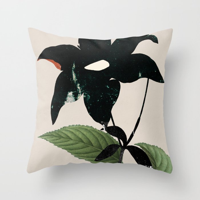 minimal collage/ Flower  Throw Pillow Gallery Image 1