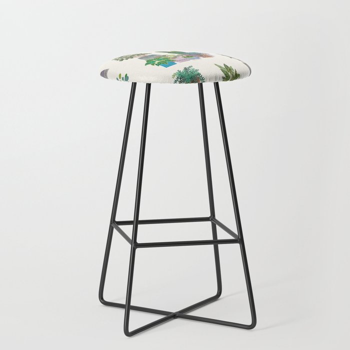 Ivory Background Plant Love Art Print Pattern Stool Gallery Image 1