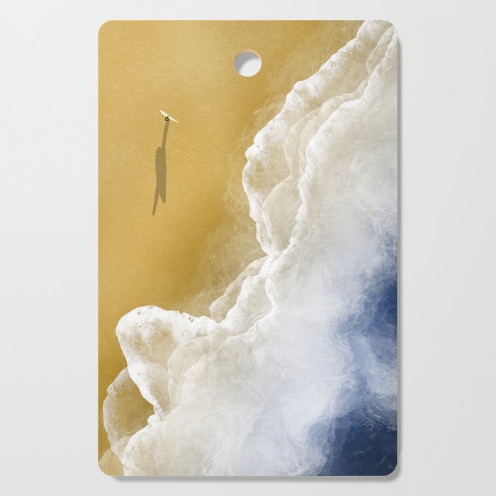 Surfer On The Beach From Above  Cutting Board Gallery Image 1