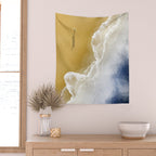 Surfer On The Beach From Above  Wall Tapestry Gallery Image 2