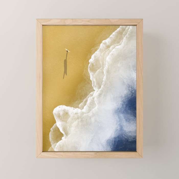Surfer On The Beach From Above  Mini Art Print Gallery Image 1