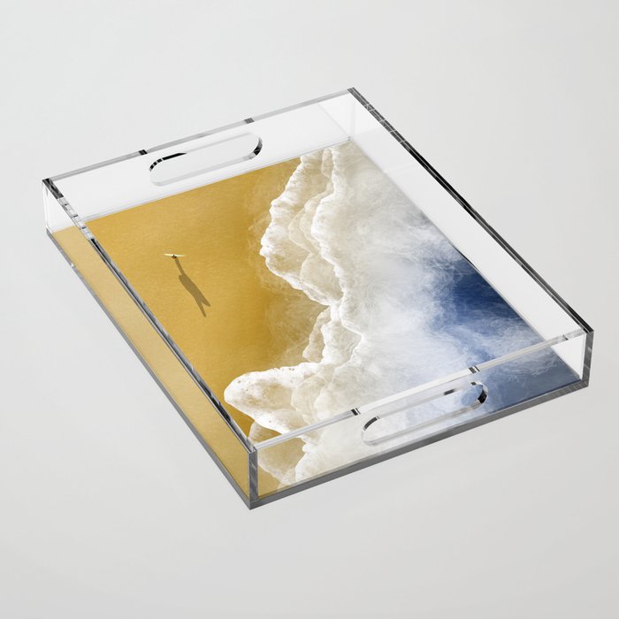Surfer On The Beach From Above  Acrylic Tray Gallery Image 1