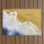 Surfer On The Beach From Above  Outdoor Rug Gallery Image 1