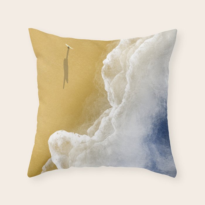 Surfer On The Beach From Above  Throw Pillow Gallery Image 6