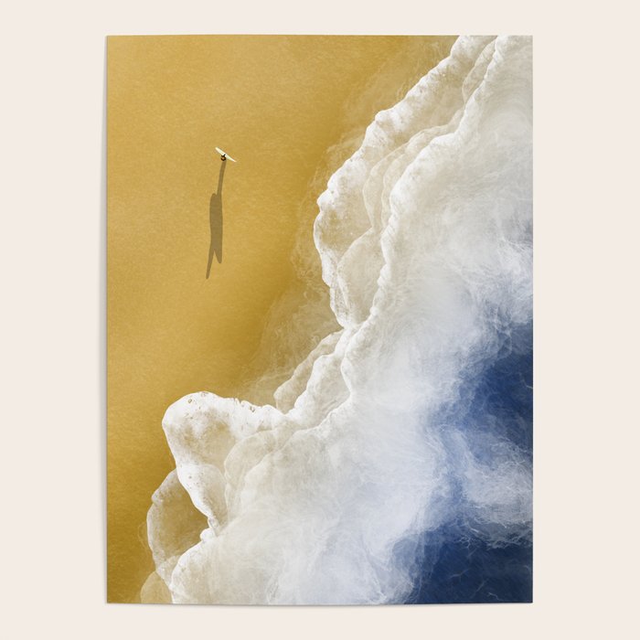 Surfer On The Beach From Above  Poster Gallery Image 4