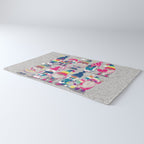 I gnome you // grey background little happy and lovely gnomes with rainbows fuchsia pink hearts Rug Gallery Image 3