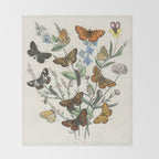 Vintage Scientific Illustration Butterfly Botanical Floral Lithograph Encyclopaedia Diagrams  Throw Blanket Gallery Image 2
