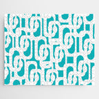 Mid-century Modern Abstract Turquoise and White Loop Pattern Jigsaw Puzzle Gallery Image 1