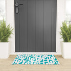 Mid-century Modern Abstract Turquoise and White Loop Pattern Welcome Mat Gallery Image 3