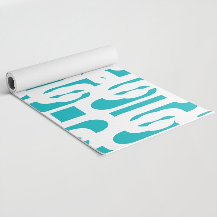 Mid-century Modern Abstract Turquoise and White Loop Pattern Yoga Mat Gallery Image 2