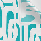 Mid-century Modern Abstract Turquoise and White Loop Pattern Wall Tapestry Gallery Image 3