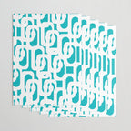 Mid-century Modern Abstract Turquoise and White Loop Pattern Wrapping Paper Gallery Image 3
