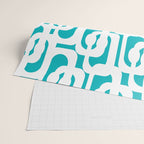 Mid-century Modern Abstract Turquoise and White Loop Pattern Wrapping Paper Gallery Image 2