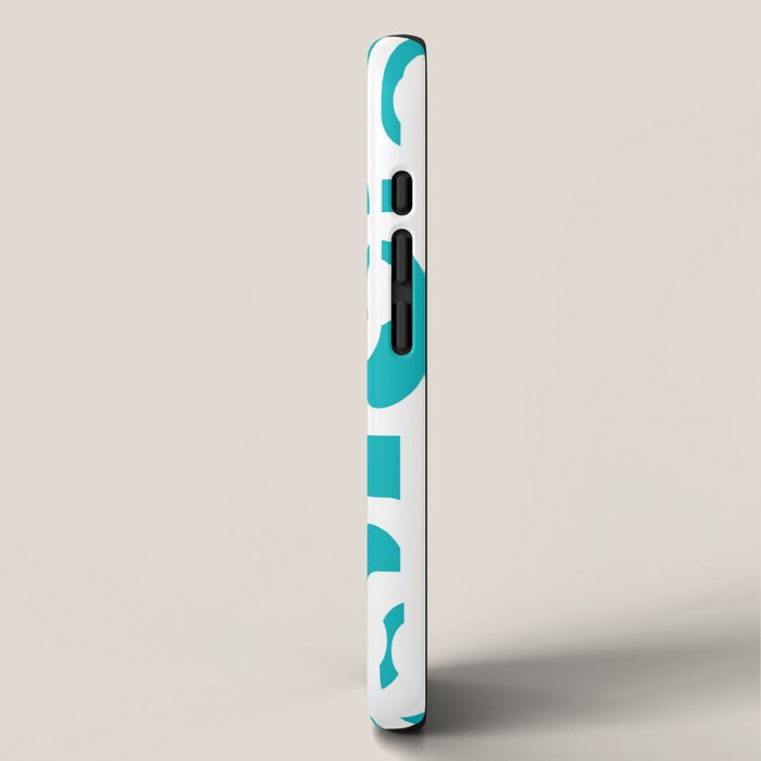 Mid-century Modern Abstract Turquoise and White Loop Pattern iPhone Case Gallery Image 2