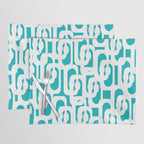 Mid-century Modern Abstract Turquoise and White Loop Pattern Placemat Gallery Image 1