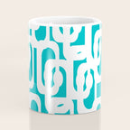 Mid-century Modern Abstract Turquoise and White Loop Pattern Coffee Mug Gallery Image 4