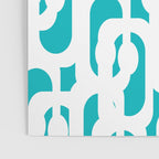 Mid-century Modern Abstract Turquoise and White Loop Pattern Poster Gallery Image 3