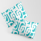 Mid-century Modern Abstract Turquoise and White Loop Pattern Pillow Sham Gallery Image 3