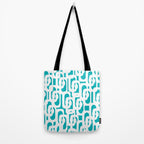 Mid-century Modern Abstract Turquoise and White Loop Pattern Tote Bag Gallery Image 2