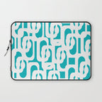 Mid-century Modern Abstract Turquoise and White Loop Pattern Laptop Sleeve Gallery Image 1