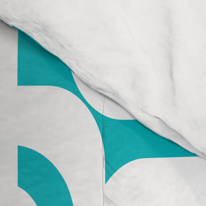 Mid-century Modern Abstract Turquoise and White Loop Pattern Comforter Gallery Image 4