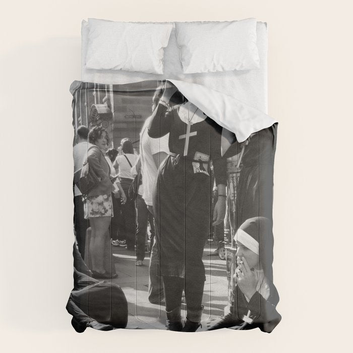 Nuns Photography Rebellious Nuns Drinking and Smoking Poster | Smoking Nuns Vintage Photo -Smoking Comforter Gallery Image 1