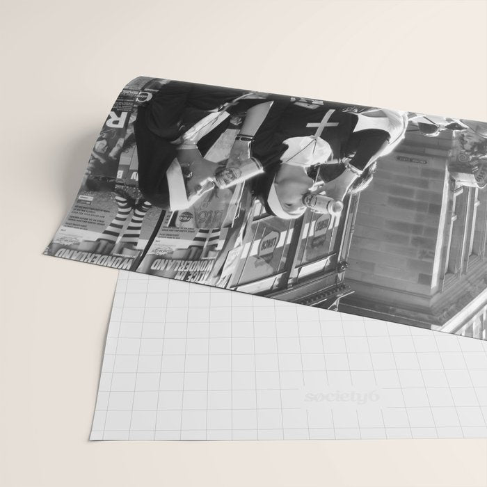 Nuns Photography Rebellious Nuns Drinking and Smoking Poster | Smoking Nuns Vintage Photo -Smoking Wrapping Paper Gallery Image 2