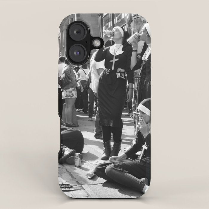 Nuns Photography Rebellious Nuns Drinking and Smoking Poster | Smoking Nuns Vintage Photo -Smoking iPhone Case Gallery Image 1