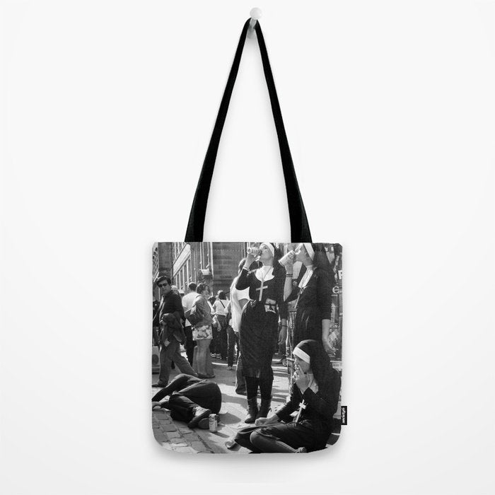 Nuns Photography Rebellious Nuns Drinking and Smoking Poster | Smoking Nuns Vintage Photo -Smoking Tote Bag Gallery Image 2
