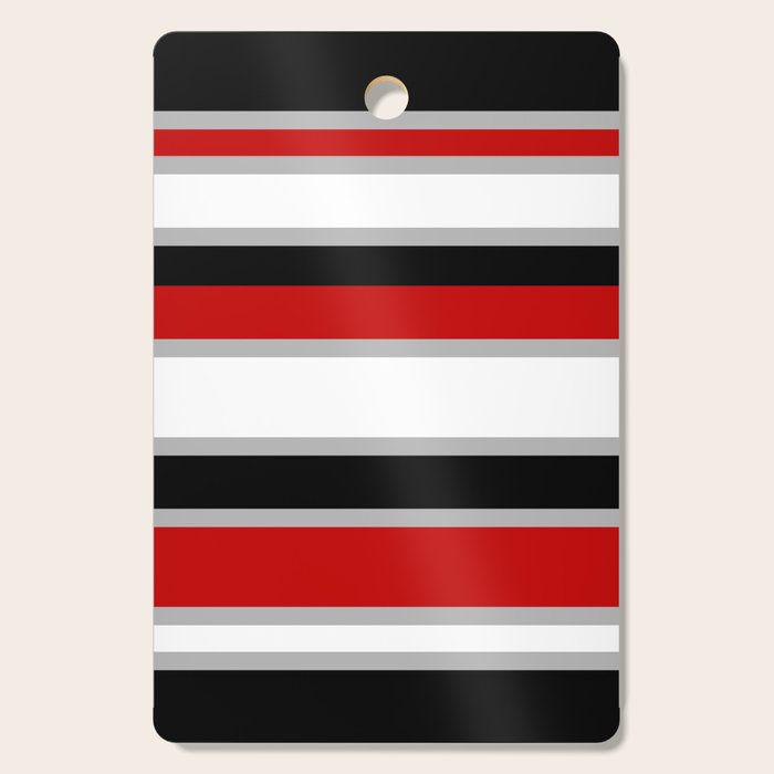 Modern Horizontal Stripes // Red, Gray, Black and White Cutting Board Gallery Image 1