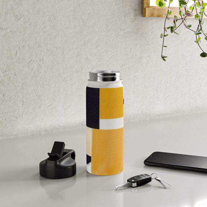 Yellow Abstract Collage Water Bottle Gallery Image 4