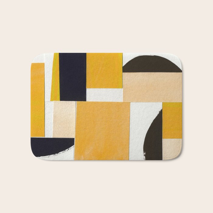 Yellow Abstract Collage Bath Mat Gallery Image 1