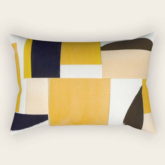 Yellow Abstract Collage Rectangular Pillow Gallery Image 1