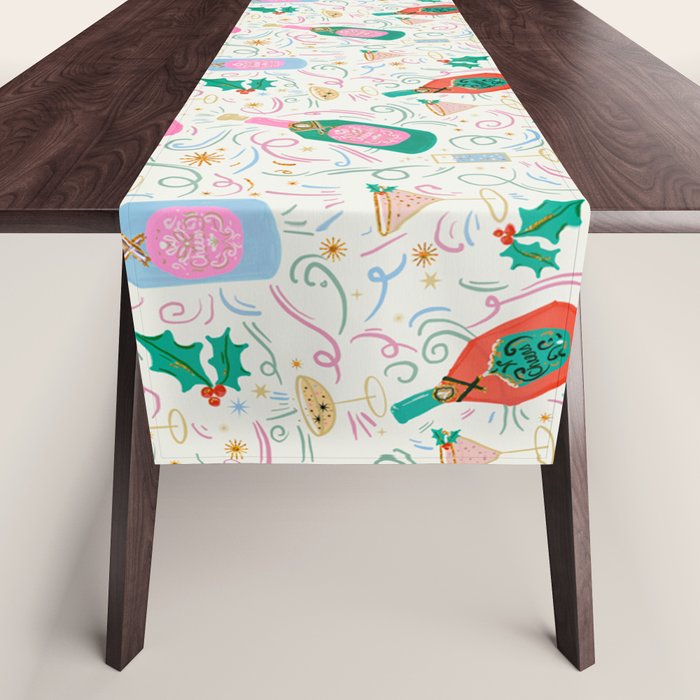 Festive holiday drinks illustration Table Runner Gallery Image 1