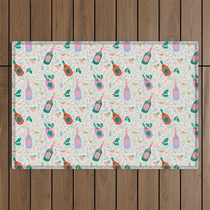 Festive holiday drinks illustration Outdoor Rug Gallery Image 1